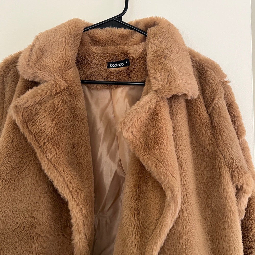 Boohoo Warm Brown Faux Fur Jacket